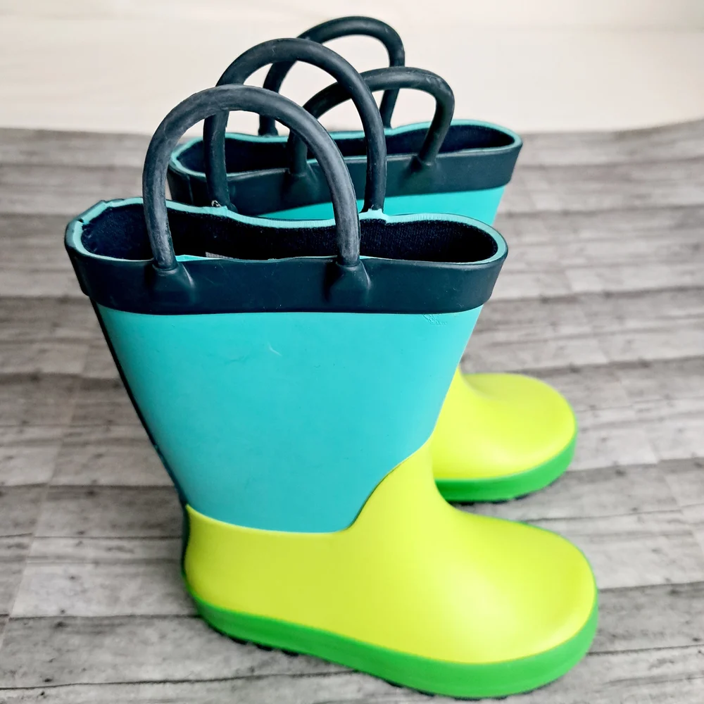 Cat & Jack Kids' Blue and Green Rain Boots